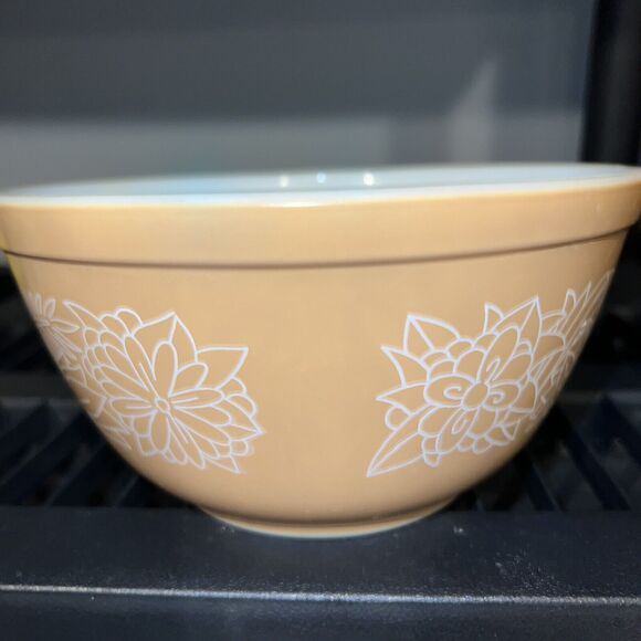 Vintage Pyrex Light Brown Woodland Pattern Mixing Bowl 402 1.5 Liter - Picture 5 of 8